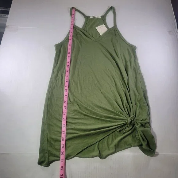 Miken Women Green Sleeveless V-Neck Knotted Hem Coverup Dress Size S - Picture 6 of 7